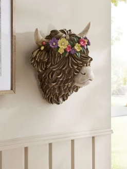 Canvassen En Kunst Voor Aan De Wand*Next Hamish The Highland Cow Floral Head Wall Plaque