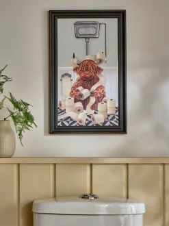 Canvassen En Kunst Voor Aan De Wand|Next Hamish The Highland Cow op het toilet - Wanddecoratie