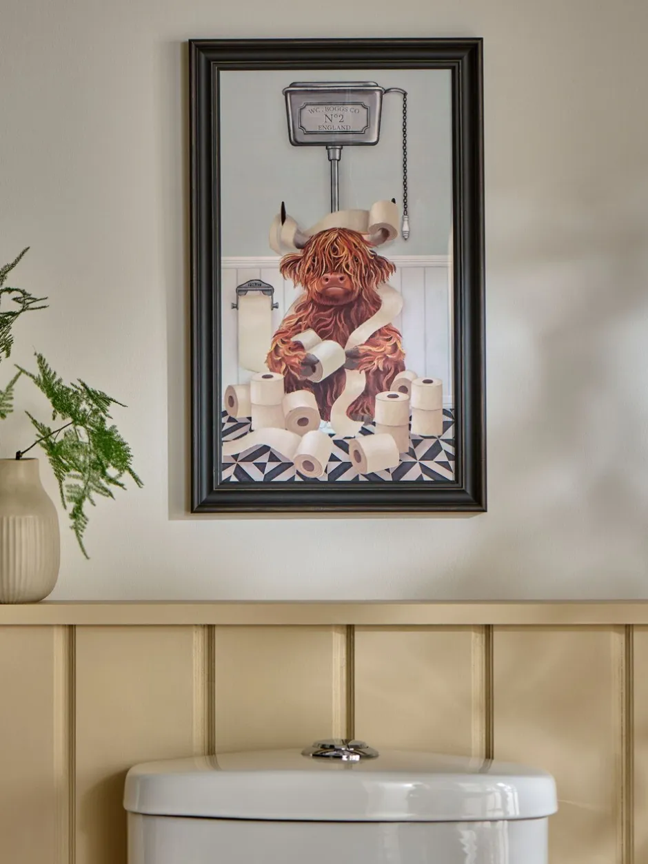 Canvassen En Kunst Voor Aan De Wand|Next Hamish The Highland Cow op het toilet - Wanddecoratie