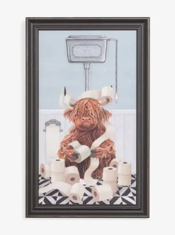 Canvassen En Kunst Voor Aan De Wand|Next Hamish The Highland Cow op het toilet - Wanddecoratie