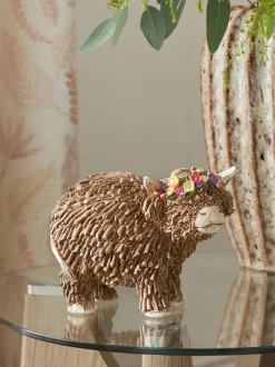 Decoraties*Next Hamish The Highland Cow Ornament With Floral Crown