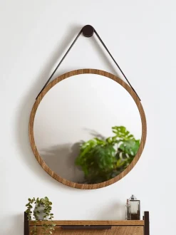 Spiegels|Badkameraccessoires*Next Hangende ronde wandspiegel Naturel Bronx