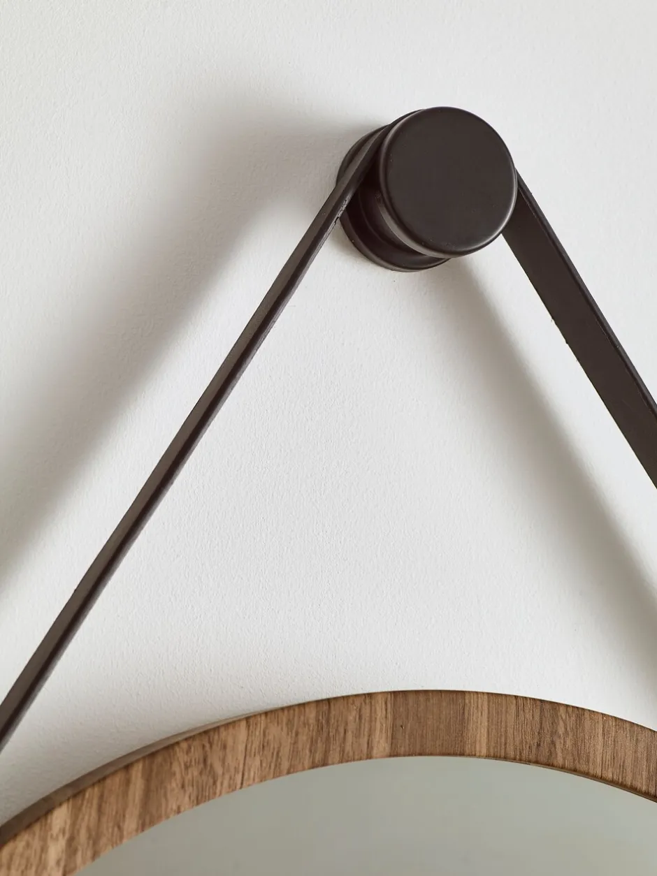 Spiegels|Badkameraccessoires*Next Hangende ronde wandspiegel Naturel Bronx
