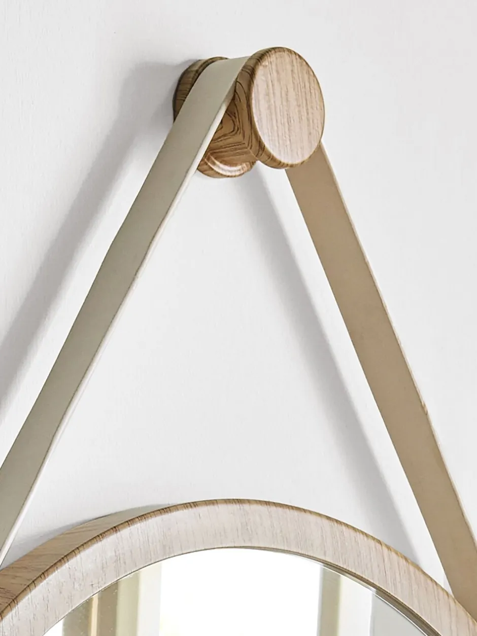 Spiegels|Badkameraccessoires*Next Hangende ronde wandspiegel Krijtwit Malvern