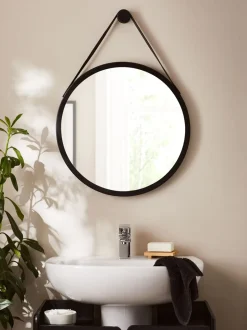 Spiegels|Badkameraccessoires|Next Hangende ronde wandspiegel Zwart Bronx