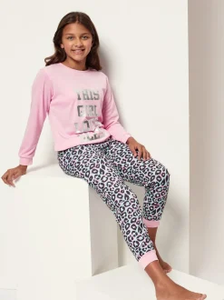 Nachtkleding En Pyjama's|Pyjama's*Harry Bear pyjama met luipaardprint en Sleep-slogan