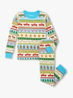 Pyjama's*Hatley Blue Fun Fair Isle Christmas Cotton Pyjama Set