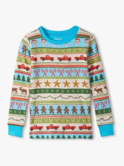 Pyjama's*Hatley Blue Fun Fair Isle Christmas Cotton Pyjama Set