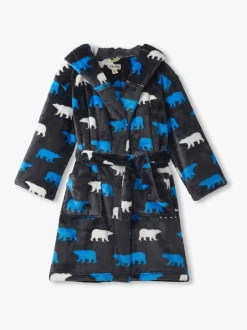 Kamerjassen*Hatley Grey Polar Bear Silhouette Fuzzy Fleece Dressing Robe