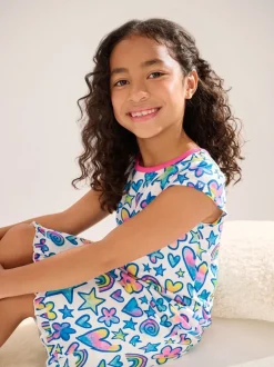 Nachtponnen*Hatley nachtjapon met ruchezoom en aquarel doodles