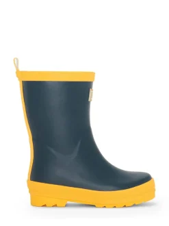 Laarzen*Hatley Navy & Yellow Matte Rain Wellies