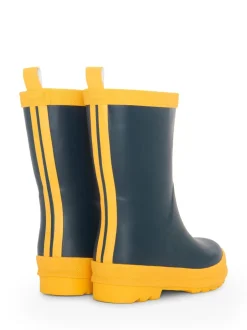 Laarzen*Hatley Navy & Yellow Matte Rain Wellies