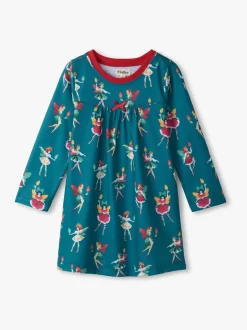 Nachtponnen|Hatley Navy Blue Christmas Faeries Long Sleeve Nightdress