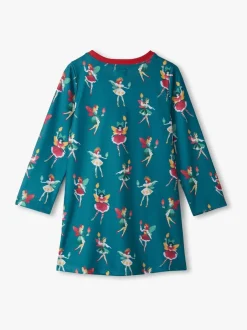 Nachtponnen|Hatley Navy Blue Christmas Faeries Long Sleeve Nightdress