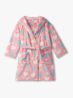 Kamerjassen*Hatley Pink Big Hearts Fuzzy Fleece Dressing Robe