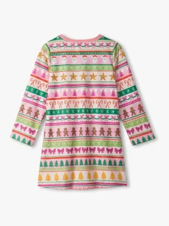 Nachtponnen*Hatley Pink Fun Fair Isle Christmas Long Sleeve Nightdress