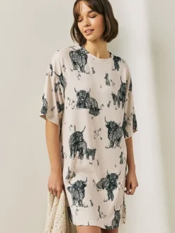 Alle Nacht- En Loungekleding|Next Havermout Hamish The Highland Cow - Comfortabel nachthemd