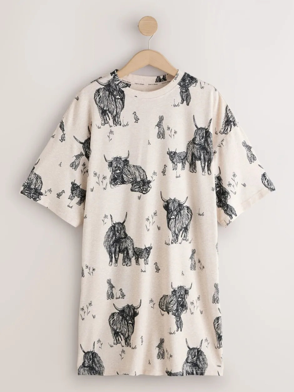 Alle Nacht- En Loungekleding|Next Havermout Hamish The Highland Cow - Comfortabel nachthemd