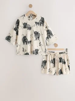 Pyjama's|Loungewear*Next Havermout Hamish The Highland Cow - Behaaglijke korte pyjamaset