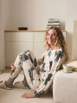 Pyjama's|Loungewear|Next Havermout Hamish The Highland Cow - Behaaglijke pyjama met lange mouwen
