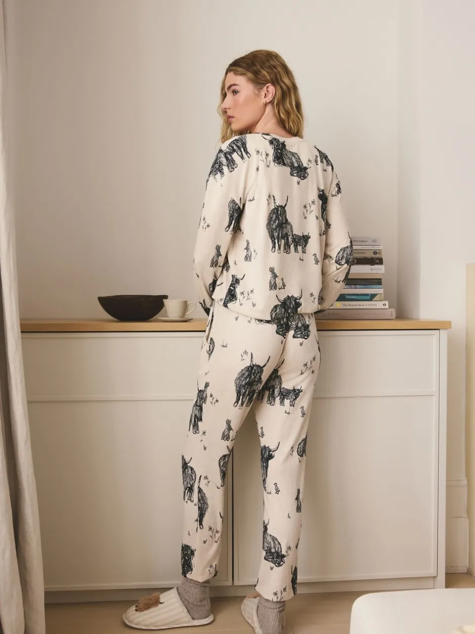 Pyjama's|Loungewear|Next Havermout Hamish The Highland Cow - Behaaglijke pyjama met lange mouwen