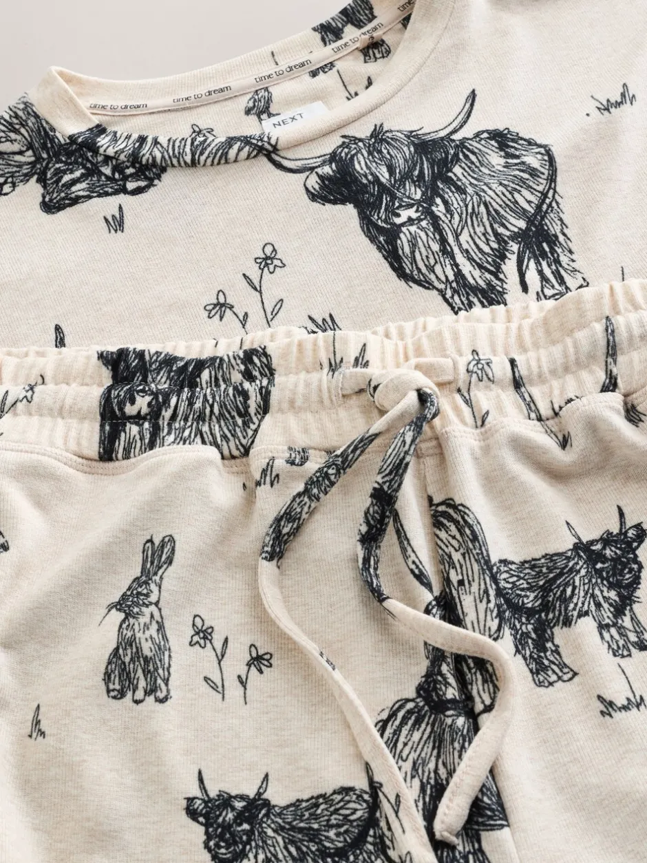 Pyjama's|Loungewear|Next Havermout Hamish The Highland Cow - Behaaglijke pyjama met lange mouwen