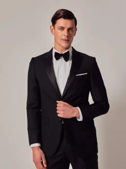 Smokings En Feestkleding|Hawes & Curtis 100% Cotton Dinner Black Jacket