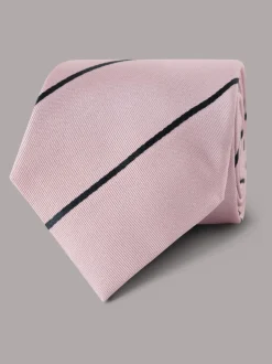 Stropdassen En Pochets*Hawes & Curtis Pink Stripe Repp Tie