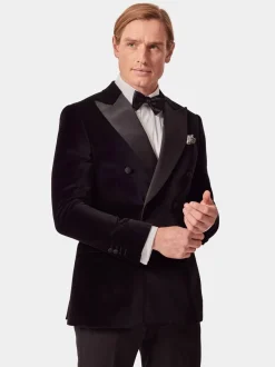 Smokings En Feestkleding*Hawes & Curtis Plain Velvet Black Jacket
