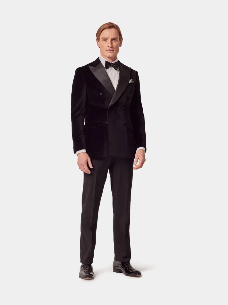 Smokings En Feestkleding*Hawes & Curtis Plain Velvet Black Jacket