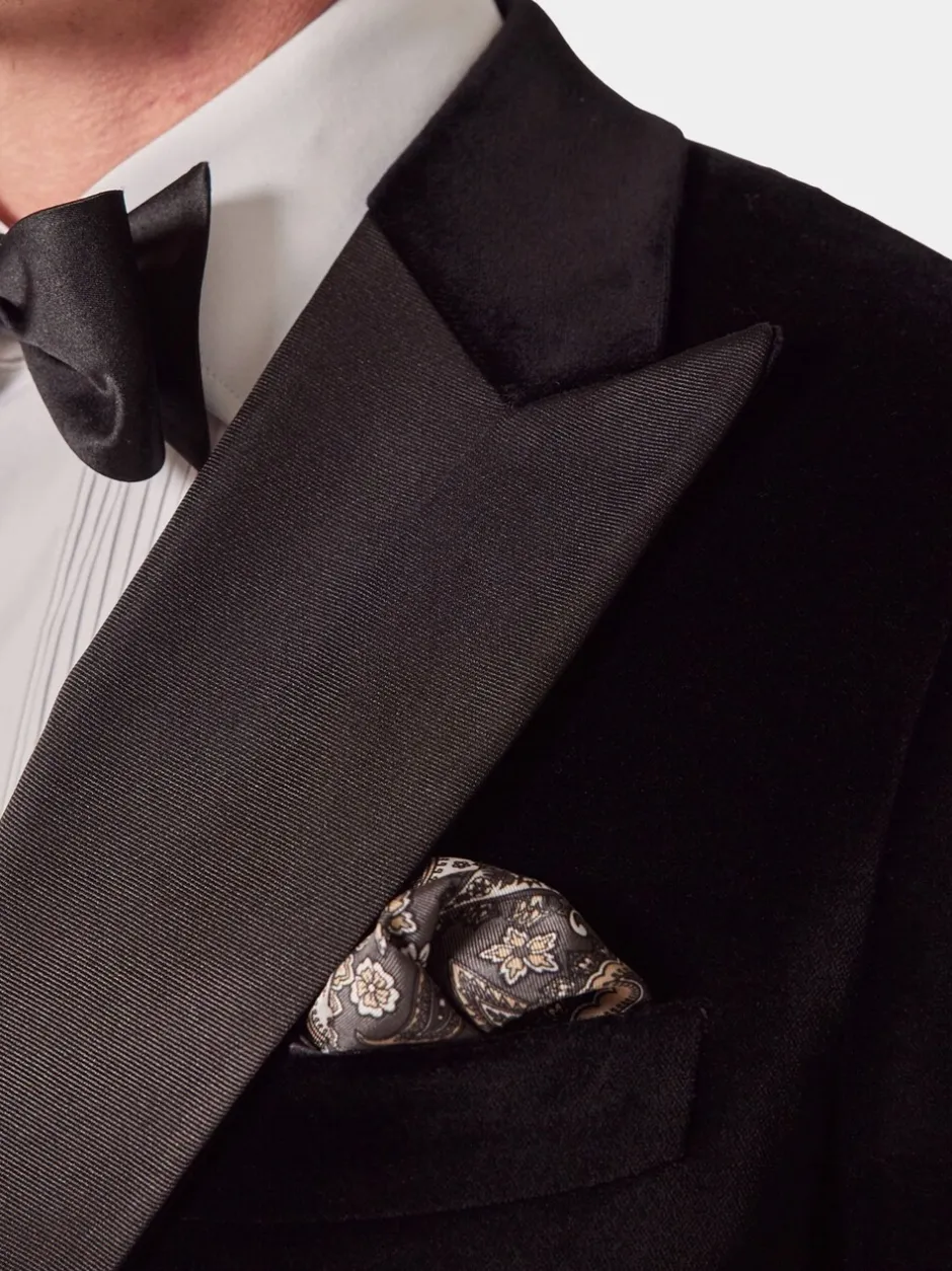 Smokings En Feestkleding*Hawes & Curtis Plain Velvet Black Jacket