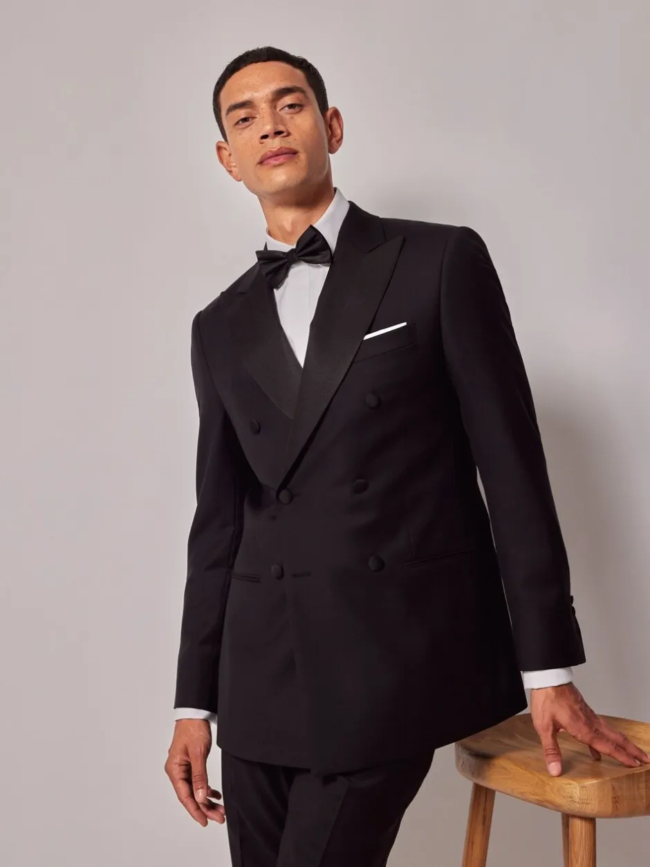 Smokings En Feestkleding*Hawes & Curtis Slim Dinner Double breasted Zwart Pak Jack