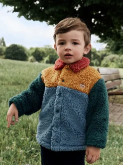 Jassen, Jacks En Kinderwagenpakjes|Sweaters En Hoody´S*Next - Fleece shacket van borg (3 mnd - 7 jr) Helder blauw/geel kleurblok