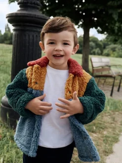 Jassen, Jacks En Kinderwagenpakjes|Sweaters En Hoody´S*Next - Fleece shacket van borg (3 mnd - 7 jr) Helder blauw/geel kleurblok