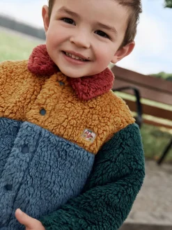 Jassen, Jacks En Kinderwagenpakjes|Sweaters En Hoody´S*Next - Fleece shacket van borg (3 mnd - 7 jr) Helder blauw/geel kleurblok