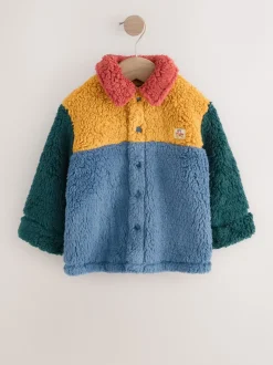 Jassen, Jacks En Kinderwagenpakjes|Sweaters En Hoody´S*Next - Fleece shacket van borg (3 mnd - 7 jr) Helder blauw/geel kleurblok