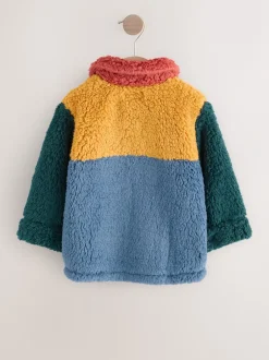 Jassen, Jacks En Kinderwagenpakjes|Sweaters En Hoody´S*Next - Fleece shacket van borg (3 mnd - 7 jr) Helder blauw/geel kleurblok