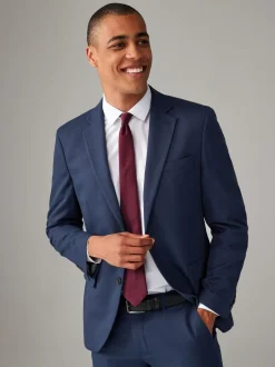 Blazers En Business-Jasjes|Pakken|Next - Normale Pasvorm - Kostuum met textuur: colbert Helderblauw