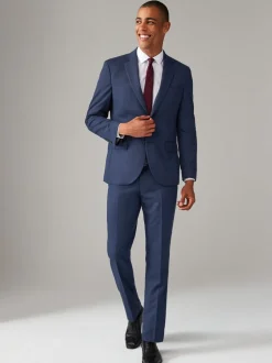 Blazers En Business-Jasjes|Pakken|Next - Normale Pasvorm - Kostuum met textuur: colbert Helderblauw