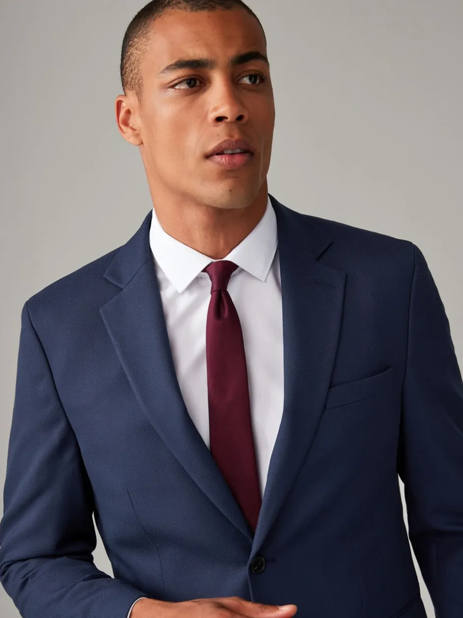 Blazers En Business-Jasjes|Pakken|Next - Normale Pasvorm - Kostuum met textuur: colbert Helderblauw