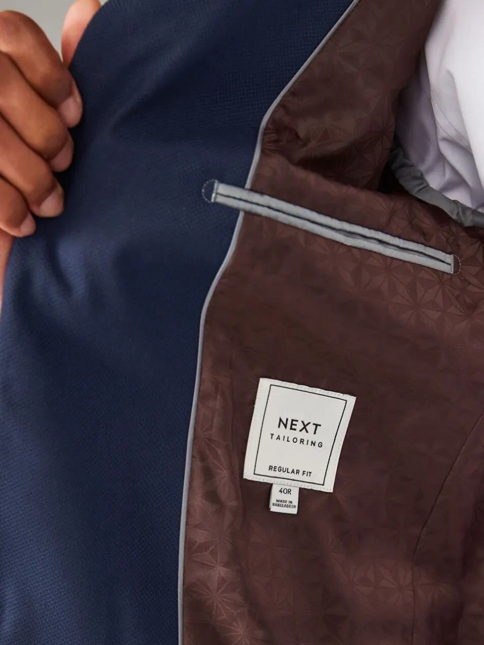 Blazers En Business-Jasjes|Pakken|Next - Normale Pasvorm - Kostuum met textuur: colbert Helderblauw