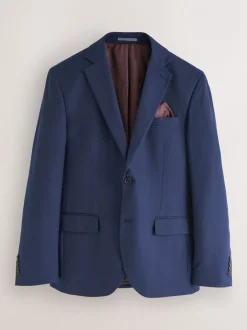 Blazers En Business-Jasjes|Pakken|Next - Normale Pasvorm - Kostuum met textuur: colbert Helderblauw