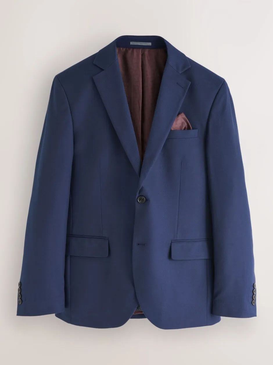 Blazers En Business-Jasjes|Pakken|Next - Normale Pasvorm - Kostuum met textuur: colbert Helderblauw