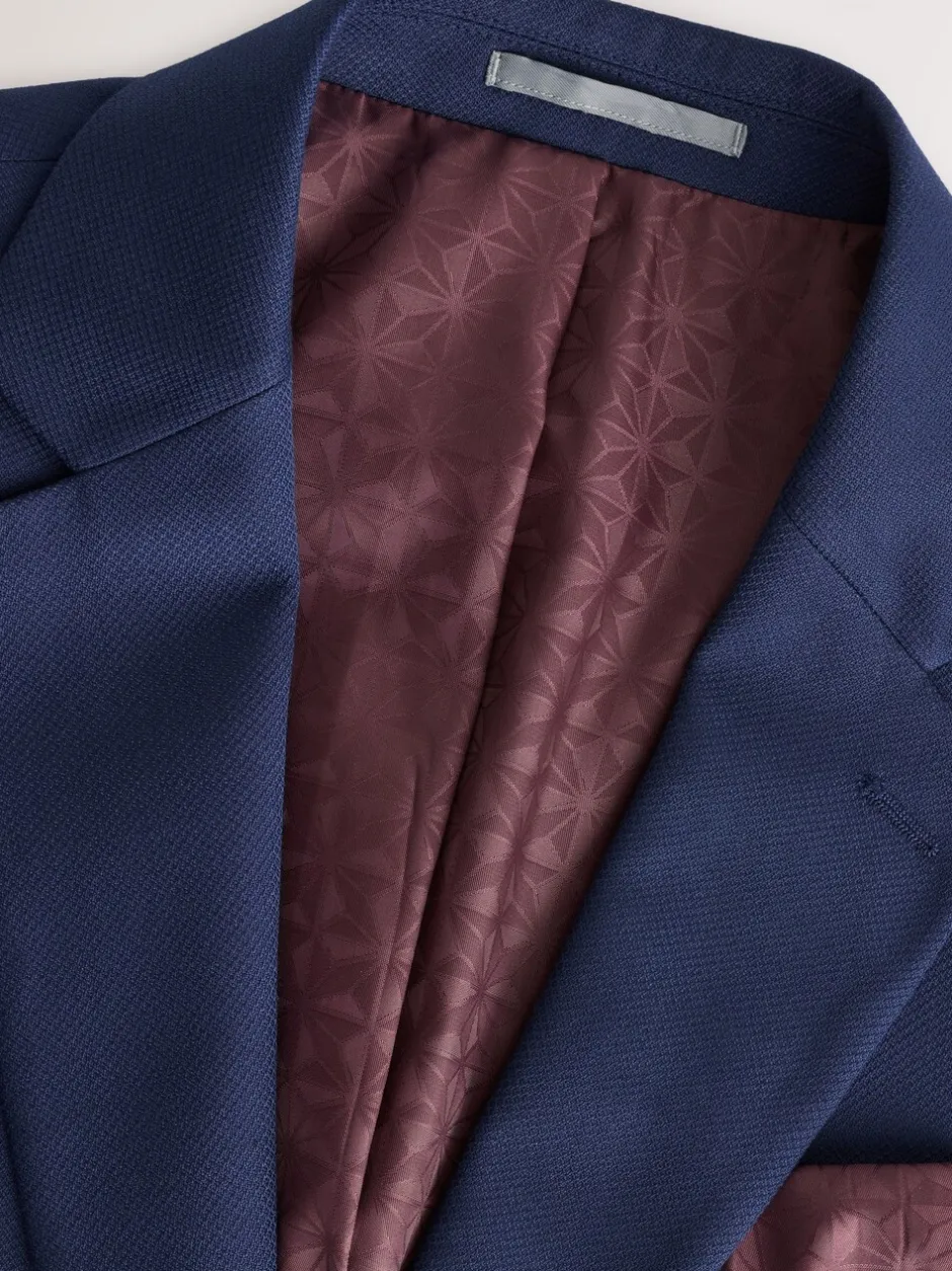 Blazers En Business-Jasjes|Pakken|Next - Normale Pasvorm - Kostuum met textuur: colbert Helderblauw