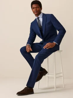 Blazers En Business-Jasjes|Pakken*Next Helderblauw - Slim Fit - Kostuum met textuur: colbert