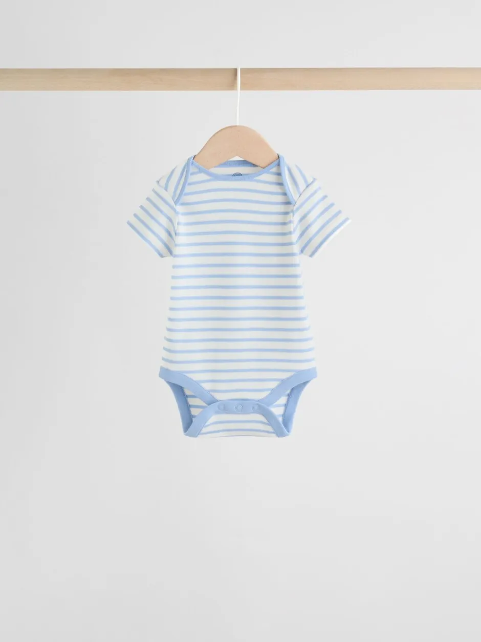Rompertjes En Hemdjes|Rompertjes En Hemdjes*Next Heldere streep - Set van 5 babyrompertjes met korte mouwen