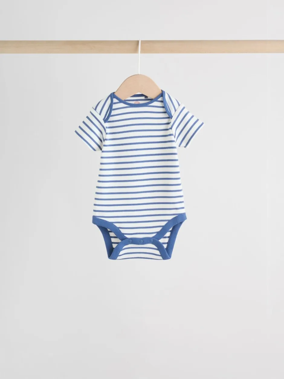 Rompertjes En Hemdjes|Rompertjes En Hemdjes*Next Heldere streep - Set van 5 babyrompertjes met korte mouwen