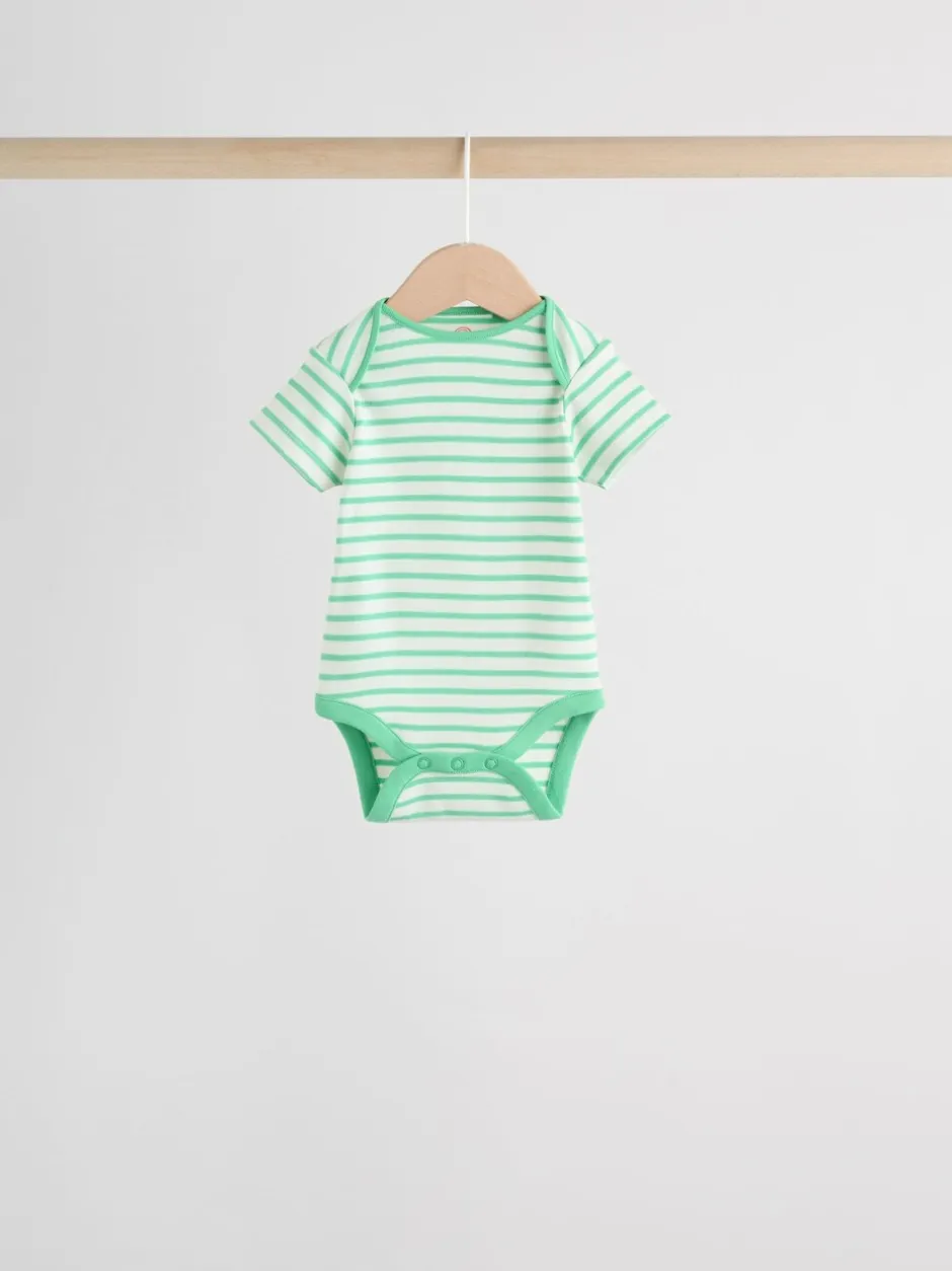 Rompertjes En Hemdjes|Rompertjes En Hemdjes*Next Heldere streep - Set van 5 babyrompertjes met korte mouwen