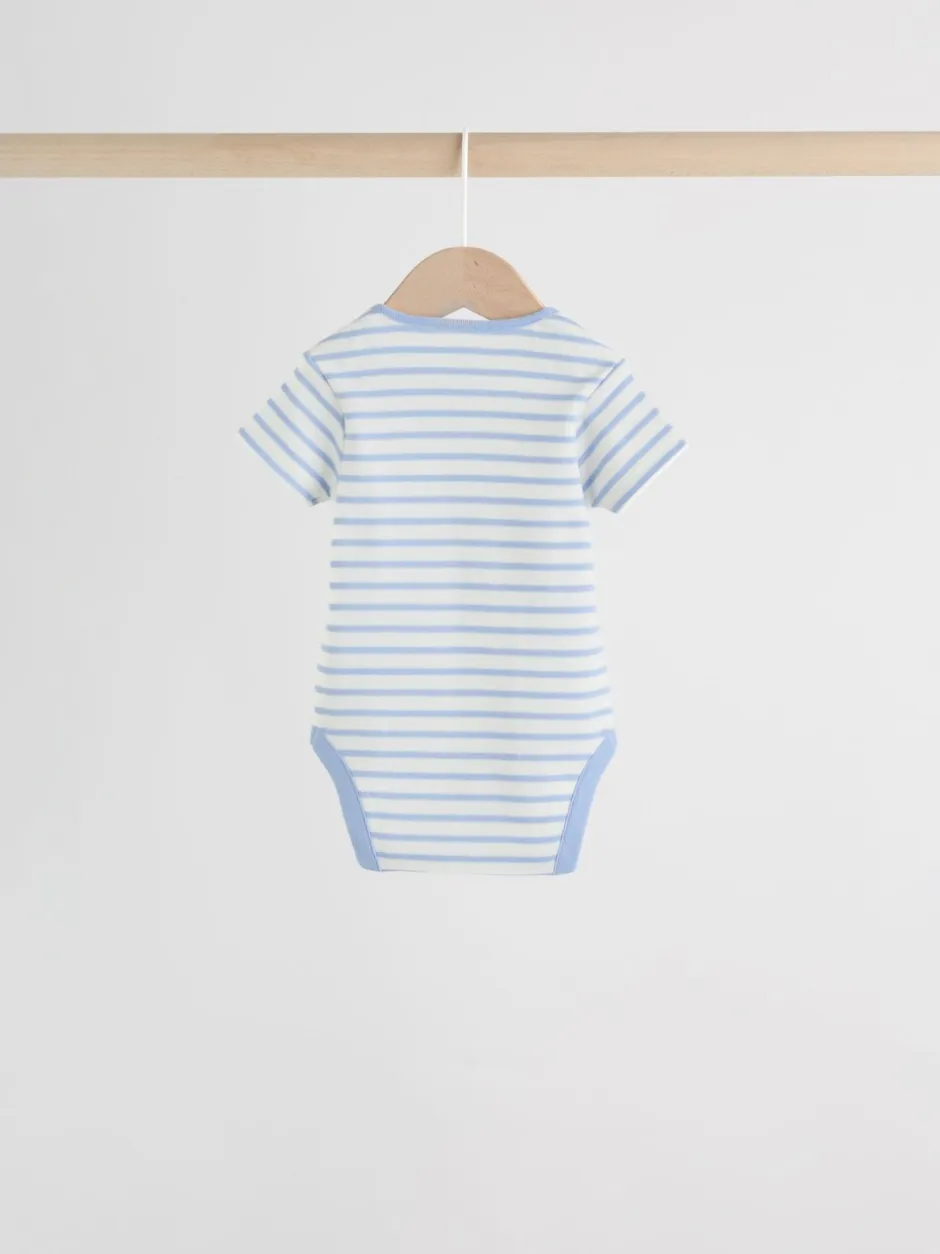 Rompertjes En Hemdjes|Rompertjes En Hemdjes*Next Heldere streep - Set van 5 babyrompertjes met korte mouwen