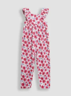 Jumpsuits En Playsuits*Jojo Maman Bébé - jumpsuit met ruches vooraan Helderroze gebloemd